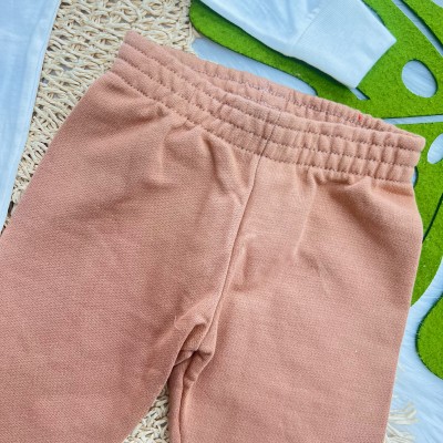 Conj. Blusa Manga Longa Oieee Au Au! e Calça de Moletom - Off White e Ferrugem